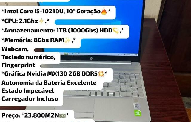 Laptop HP i5-10th Gen. Com Gráfica Nvidia 2Gbs DDR 5 Dedicada