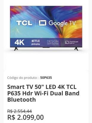 TCL 50 4k HDR ANDROID 50P635 SELADAS