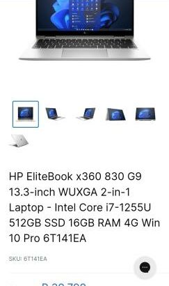 HP ELITEBOOK 830 G9 X360 13.3″ Touchsceen 2in1 Core I7-1255U 16GB 512GB SELADOS