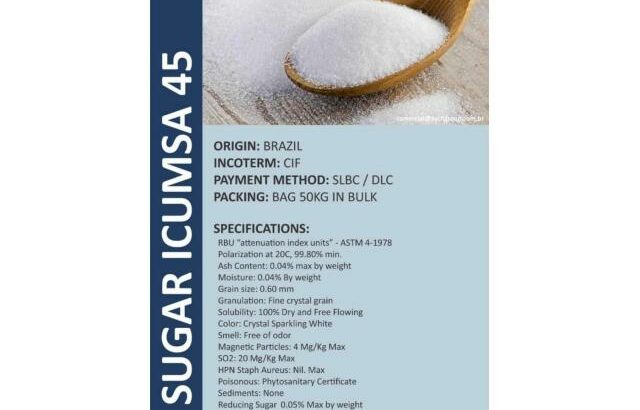 Sugar supply(ICUMSA 45) in large amounts all over the Southern Africa