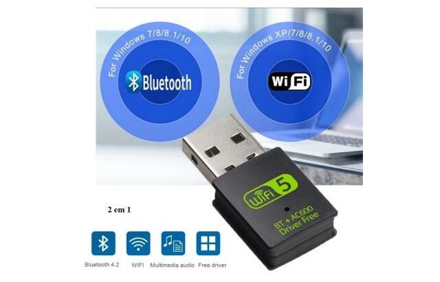 Adaptador USB WiFi & Bluetooth para PC ou Laptop