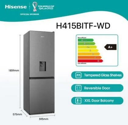 GELEIRA HISENSE H310BIT WD 223L WD TITANIUM INOX. NOVAS. J25