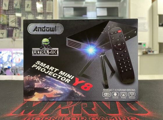 Mini Projetor Andowl Smart Y8 Wi-Fi P1S Ultra 4K Android 7.1 8GB/1GB + Remote + Stand