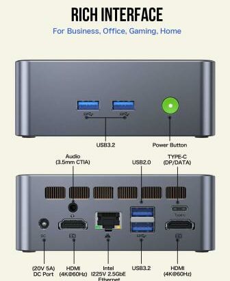 Min PC GMKtec NUC BOX M3 Black 12TH Gen Intel Core i5 12450H (12MB Smart Cache) Up to 4.40GHz Turbo Boost