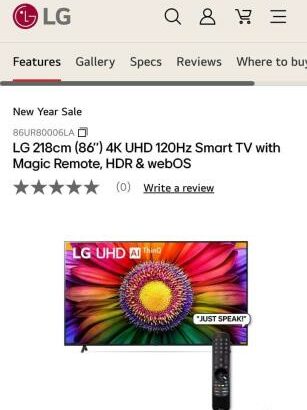 Tv📺 86polegadas *LG* *86UR8006LA* smart ultra HD 4k