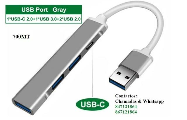 Adaptador hub usb 3.0 4 em 1 type-C