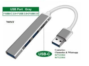 Adaptador hub usb 3.0 4 em 1 type-C