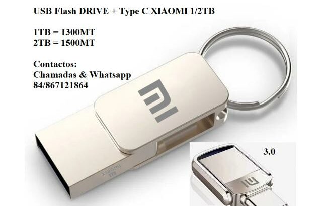 USB FLASH DRIVE XIAOMI + TYPE C 1TB – 2TB 1300 MZN  · Em stock