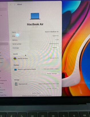 MacBook Air 2022 M2 8GB 256GB SSD 13.6”