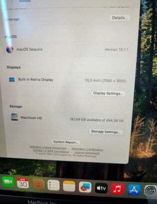 MacBook Pro 2020 M1 TouchBar 512GB SSD 8GB RAM