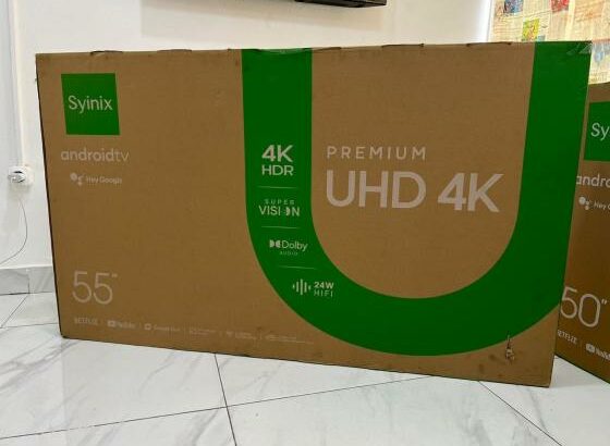 TV Syinix Android Smart UHD 4K 55 Polegadas. NOVAS, SELADAS