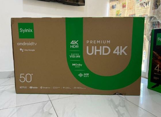 TV Syinix Android Smart UHD 4K 50 Polegadas. NOVAS, SELADAS