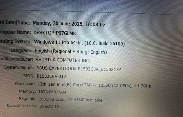 Asus ExpertBook i7-12Th Gen. Potente, Moderno e Executivo