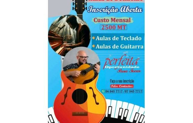Aulas de teclado e guitarra acústica ao domicílio