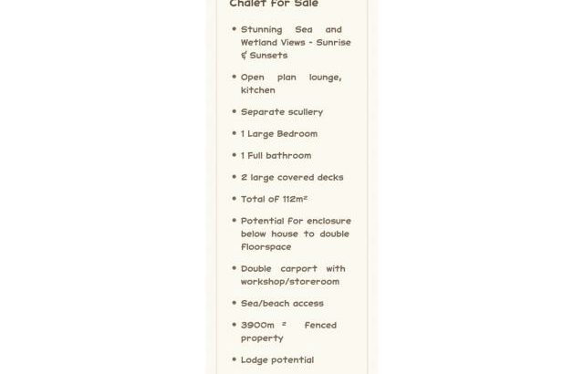 Chalete a venda na ponta de ouro vista ao mar