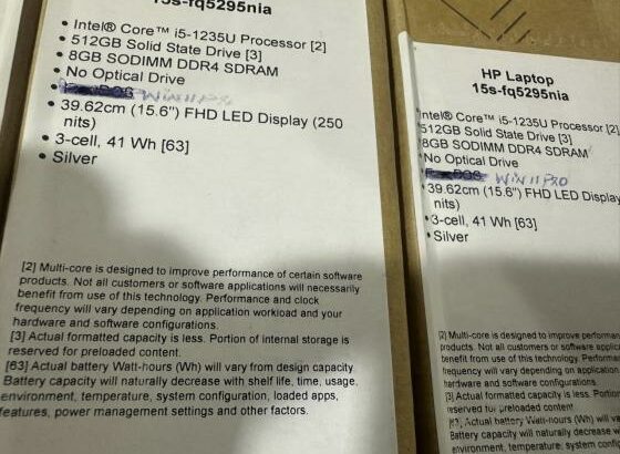 Hp 15s-Fq5295nia Core i5 8/512Gb ssd 12TH Gen 15.6 inch win 11 pro Selado