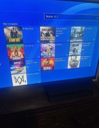 PS4 SLIM 500GB+2Joys+Cabo de Power+6 Jogos Bons